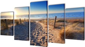 vidaXL Vidaxl - Set Decorativo De Lienzos Para Pared Playa Y Arena 200 X 100 Cm