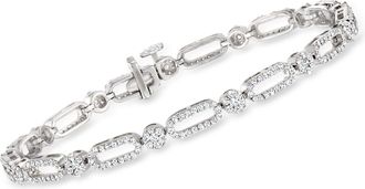 Ross-Simons Diamond Cluster Bracelet in 14kt White Gold