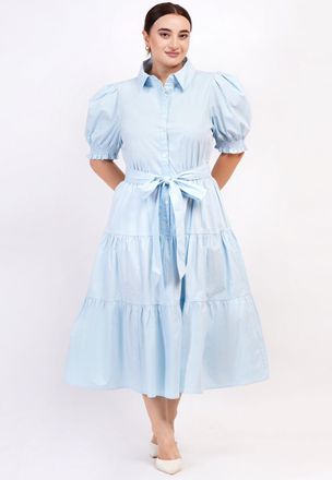 Leota Octavia Puff Sleeve Shirt Dress Wispy Blue