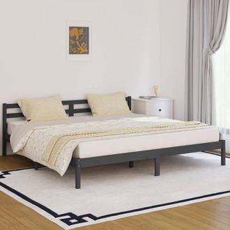 Berkfield Home Day Bed Solid Wood Pine 200x200 cm Super King Grey