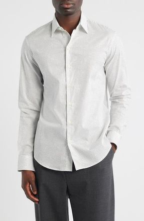 Emporio Armani Micro Dash Sport Shirt in Solid White at Nordstrom, Size Xx-Large