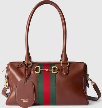 Gucci Borsetto Medium Boston Bag, Brown, Leather