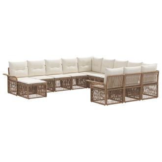 vidaXL Conjunto De Sof&aacute;s De Jard&iacute;n 12 Pcs Beige Y Blanco Crema Vidaxl
