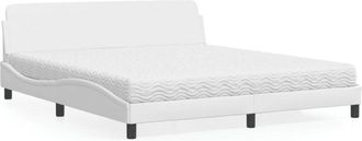vidaXL Vidaxl - Cama Con Colch&oacute;n Cuero Sint&eacute;tico Blanco 180x200 Cm