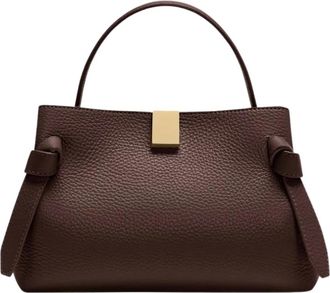 Yuzefi Mini Pebble Grain Leather Espresso Tas - Dames - Handtassen - Bruin - ONE Size - Tassen