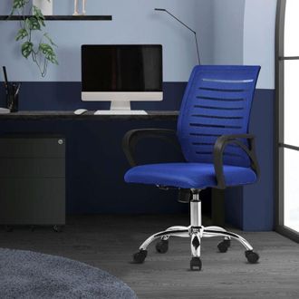ML Design Ml-design - Sedia da Ufficio Ergonomica Blu con Schienale in Rete Reclinabile Regolabile in Altezza con Braccioli Seduta Imbottita a Schiuma Telaio