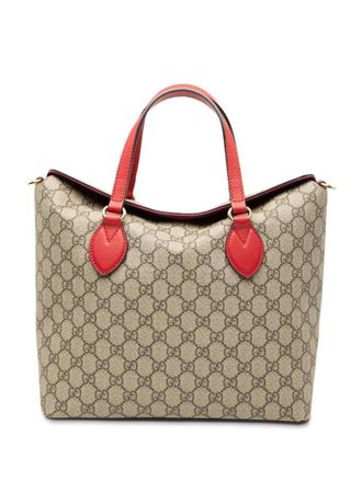 Gucci 2016-2025 GG Supreme Linea A Foldover Tote satchel - women - Fabric/Calf Leather - One Size - Brown