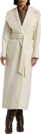 Lauren Ralph Lauren Belted Wool Blend Wrap Coat in Moda Cream at Nordstrom, Size 18W