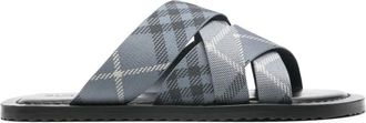 Burberry check-pattern slides - Grey