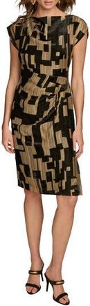 DKNY Metallic Geo Print Dress in Black/Gold Multi at Nordstrom Rack, Size 12