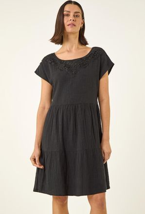 Roman Cotton Trim Detail Mini Dress