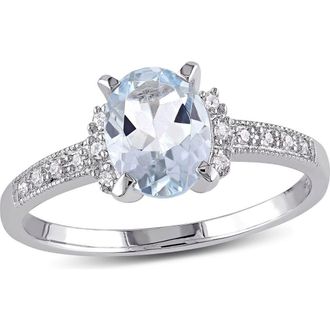 Delmar Aquamarine & Diamond Ring in Blue at Nordstrom Rack, Size 6.5