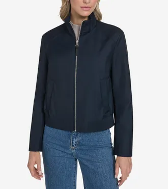 Cole Haan Womens Bomber Style Jacket - Blue Size Large