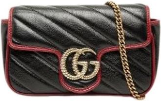 Gucci Pre-owned Quilted Crossbody Bag - Dames - Vintage Schoudertas - Zwart - ONE Size - Leer - Vintage
