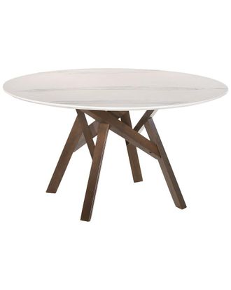 Armen Living Venus 54In Round Mid-Century Modern Marble Dining Table
