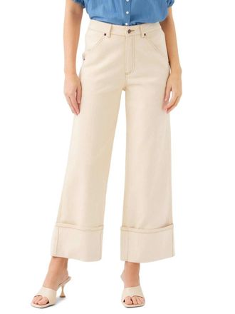 Fifteen Twenty Dana Cuffed Wide-Leg Jeans In Natural