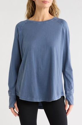 Zella Vintage Wash Relaxed Long Sleeve 2.0 Tee in Blue Vintage at Nordstrom Rack, Size Small