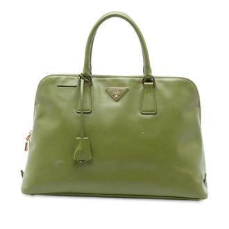 Prada Green Large Saffiano Lux Promenade Satchel