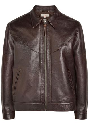 Nudie Jeans Joppe Western Leather Jacket - Dark Brown - S