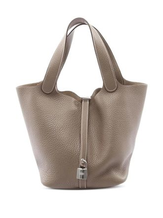 Herm&egrave;s 2014 MM Picotin Lock Clemence tote bag - women - Bos Taurus - One Size - Neutrals