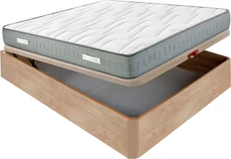 Colchones Aznar Colch&oacute;n Muelles Ensacados Spring 22 Cm Firme + Canap&eacute; Abatible Madera 3d Transpirable Altura 34 Cm 105x190 Cm - Natural