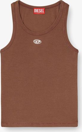 Diesel Canotta slim fit a costine con logo Oval D in metallo - DIESEL - gender_Woman