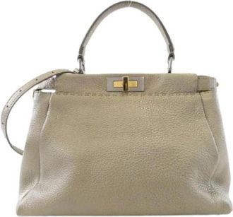 Fendi Pre-owned Peekaboo Metallic Leather Bag - Dames - Vintage Handtas - Beige - ONE Size - Leer - Vintage