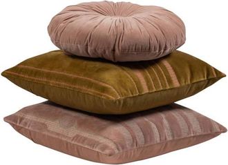 Woood Feis kussenset Velvet roze/naturel (set van 3) (45x45x10 cm)