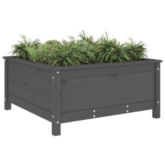 Berkfield Home Beautiful Garden Planter Grey 82.5x82.5x39 cm Solid Wood Pine