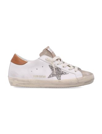Golden Goose White Leather Glitter Super-Star Sneakers