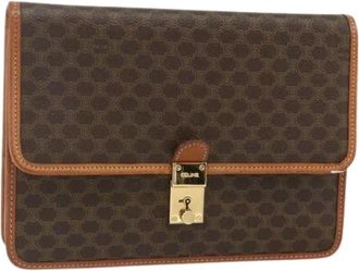 Celine Pre-owned Clutches, female, Brown, Size: ONE SIZE Pre-owned Vintage Macadam Canvas Clutch