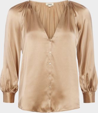 L'agence Kaili V-Neck Silk Blouse