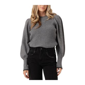 Co'Couture Truien & Vesten, Dames, Grijs, L, Dames Truien & vesten Row Puff Knit