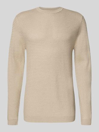 CG - Club of Gents Strickpullover aus Woll-Mix mit Rundhalsausschnitt in Offwhite, Größe XXL