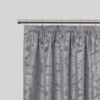 TJ Hughes Full Stop - Extendable Curtain Pole with rings and pair of end finials in Black Silk - TJ Hughes