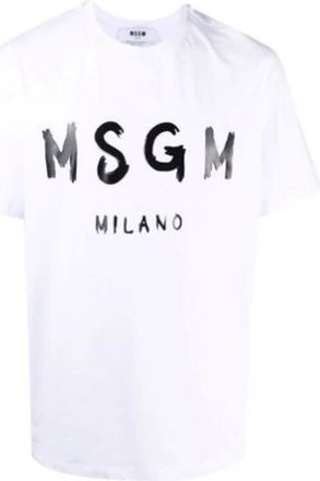 Msgm T-shirt met zwart-wit logoprint - Heren - T-shirts - Wit - M - Katoen - Tops