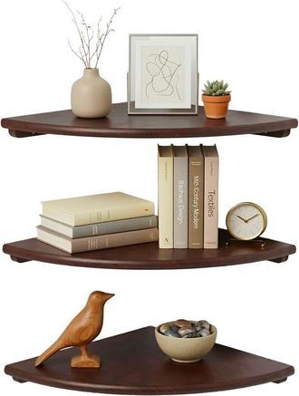 Relaxdays Relaxdays Corner Shelf, Walnut, Wall-mounted, Size options, Living room, Decor, Load 5 kg, Colour options