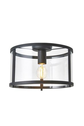Netlighting Hopton Decorative Flush Ceiling Lamp Matt Black Glass