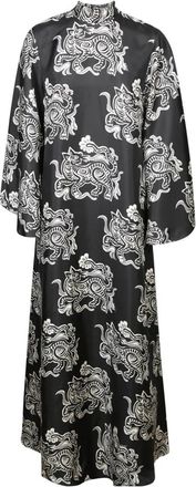 La DoubleJ Lange Zijden Jurk - Dames - Kimonos - Zwart - S - Overhemden