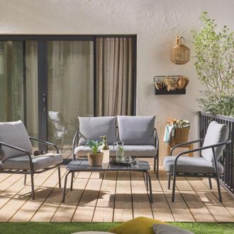 Sweeek Salotto da giardino in metallo, 4 posti