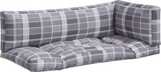 vidaXL Cojines Para Sof&aacute; De Palets 3 Unidades Tela A Cuadros Gris Vidaxl