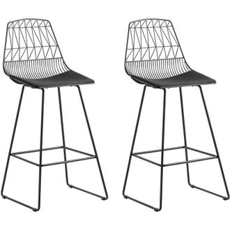 Beliani Beliani - Modern Set of 2 Metal Bar Chairs Counter Height Stool pu Leather Black Preston