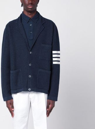 Thom Browne Blue Linen Blend Cardigan