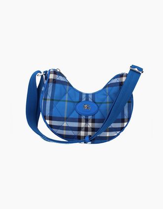 Burberry Womens Burberry Check Horseshoe Cross - Body Bag - Blue