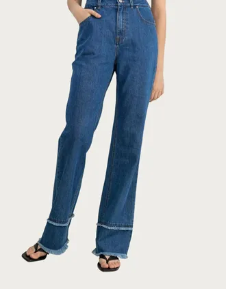 J.ING Ashlyn Double-Waisted Layered High-Rise Jeans In Blue