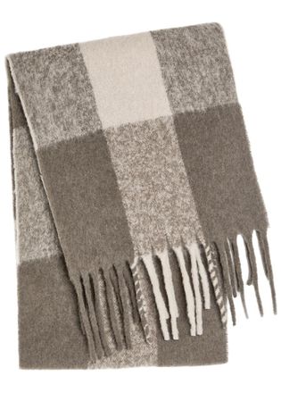 Eileen Fisher Eileen Fisher Boucle Cloud Checked Alpaca-blend Scarf - Brown - One Size