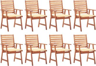 vidaXL Vidaxl - Sillas Comedor De Jard&iacute;n Y Cojines 8 Uds Madera Maciza Acacia
