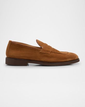 Brunello Cucinelli Mens Suede Penny Loafers