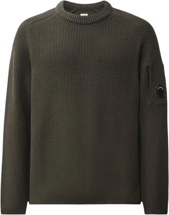 C.P. Company Full Rib Cotton Lens Crewneck - Heren - Ronde hals truien - Grijs - XL - Katoen - Truien & Vesten