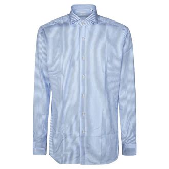 Xacus Casual Shirts, male, Blue, Size: 2XL Camicia Pari Pari Collo Francese